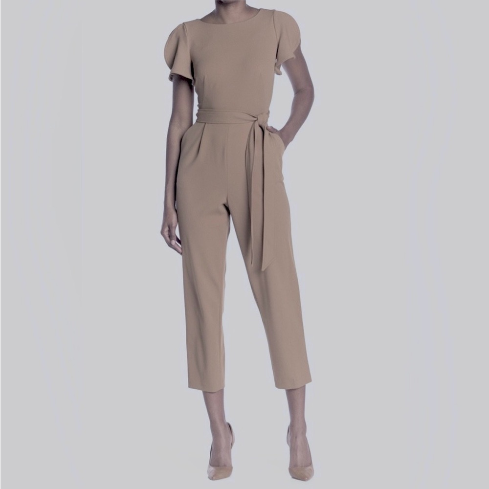 Calvin Klein Soft Taupe Tulip Sleeve Jumpsuit